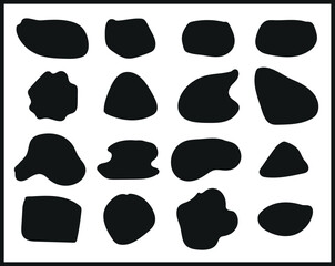 Abstract Irregular Black Blob Elements for Modern Graphic Design. Organic Freeform Silhouettes &ndash; Imperfect Abstract Shape System for Creative Layouts