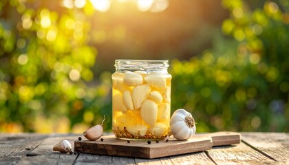 Eingelegter Knoblauch in Salzlake