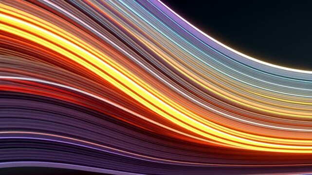 Glowing Line Wave Carving A Curved Light Path Through Dark Backdrop. Data Velocity, Signal Stream, Tech Pulse.