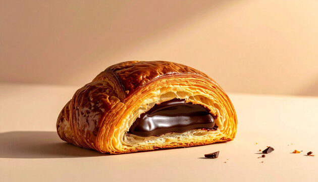 Minimalist pain au chocolat on beige