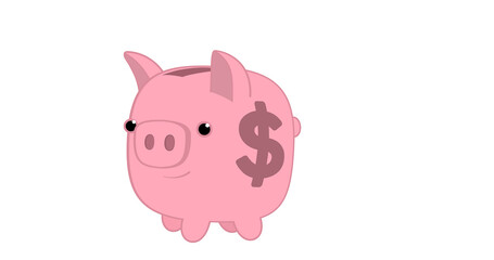 Fototapeta premium Piggy Bank Money Saving Animation for Finance and Investment Concept