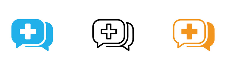 Obraz premium Colorful speech bubble icons with a medical cross