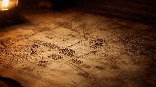 Antique Battlefield Map in Warm Light seamless loop