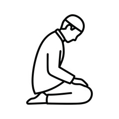 Man kneeling in prayer, simple line drawing