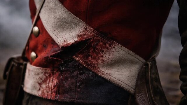 Bloodstained Cloth on Red Military Uniform seamless loop