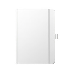 A white binder with a clear plastic cover and a silver metal spine. isolated on transparent background