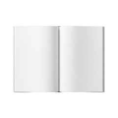 Naklejka premium A blank book with a white cover and empty pages, ready for new ideas and stories isolated on transparent background