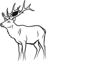 Obraz premium Majestic stag with large antlers standing alert in a stylized outline