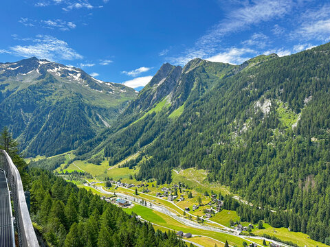 road in mountains of Trient, Switzerland on a summer day in July 