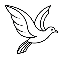 Obraz premium A simple black and white line drawing depicts a dove in mid flight symbolizing peace and freedom