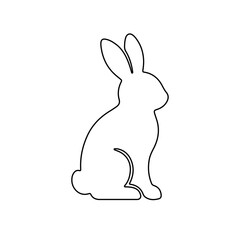 A large black outline rabbit symbol on the center. Illustration on transparent background