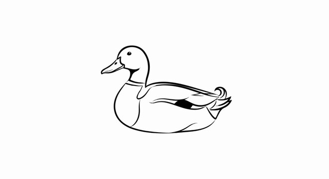 Minimalist line art of a mallard duck in profile