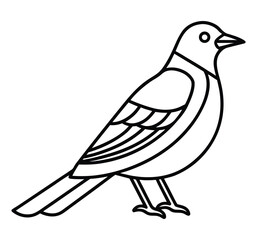Obraz premium Simple black and white line drawing of a small bird with a rounded body and beak