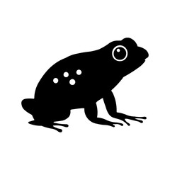 A large frog symbol in the center. Isolated black symbol. Illustration on transparent background