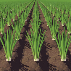 Obraz premium Close up view of soil and the base of green plants growing outdoors