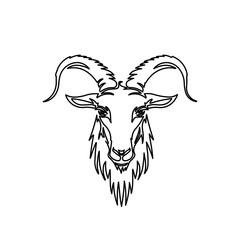 A large black outline goat symbol on the center. Illustration on transparent background