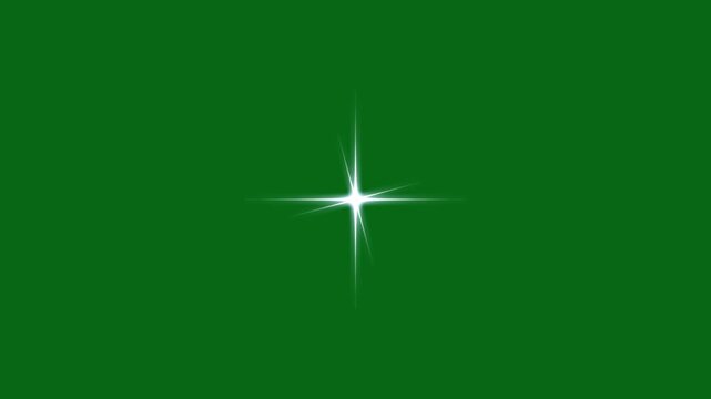 Twinkle star glitter sparkle animation, blinking cartoon stars and retro shine movement, glowing light doodle vector effect on green screen transparent background seamless loop motion graphics 4K UHD