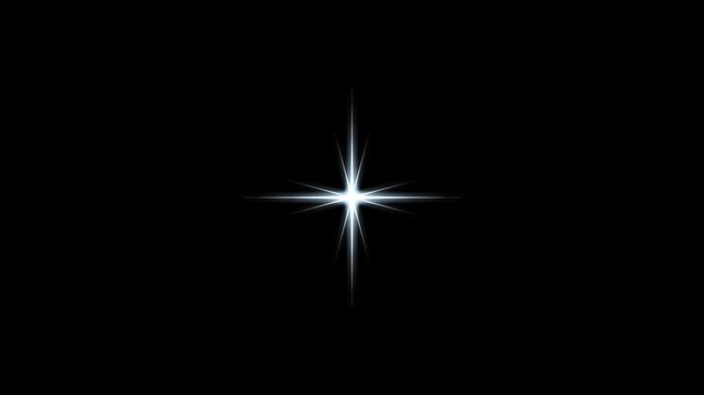 Twinkling sparkling stars shine animation on black screen with alpha channel, doodle vector blinking star effects, glowing glitter particles overlay and magical festive loop motion graphics 4K UHD