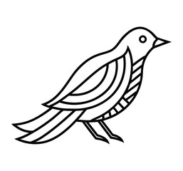 Obraz premium A minimalist line drawing depicts a small bird with curved lines forming its feathers and body