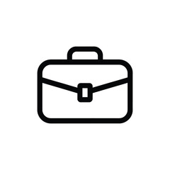 Simple black and white line drawing of a closed briefcase icon