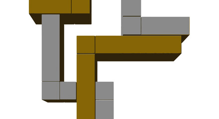 3d puzzle blocks, abstract structure