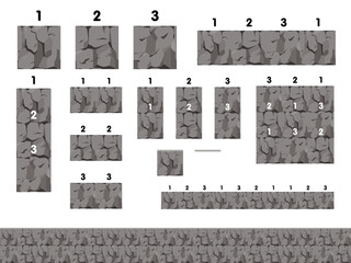岩の断面の地面のブロックのイラスト素材_どの組み合わせでもくっつきます