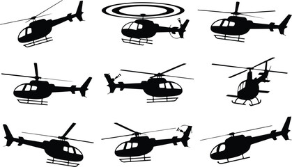 Helicopter Flying Icon Isolated Vector Modern Helicopter Silhouette Icon Vector Pack © logodesign11