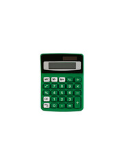 green calculator on white background on white background
