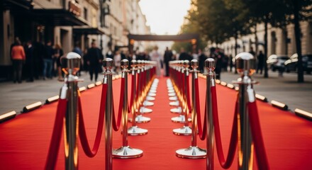 Obraz premium Red Carpet Event with Stanchions and Velvet Rope.