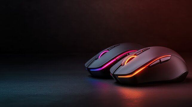 This image features two sleek gaming mice designed for gamers, showcasing vibrant RGB lighting effects that enhance the gaming experience and add a modern touch to any setup.