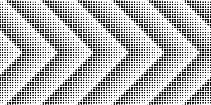 Dynamic arrow pattern with halftone dots and gradient effects creates modern digital background. Bold directional graphics with geometric arrows guide motion forward.