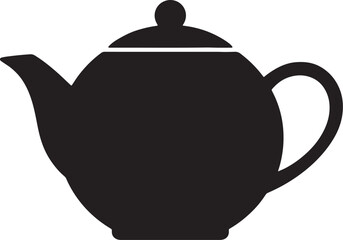 Obraz premium Black silhouette of a classic teapot with a rounded body and curved handle also transparent background
