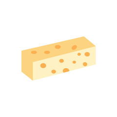 Piece of cheese isolated on white background, dairy product vector illustration.