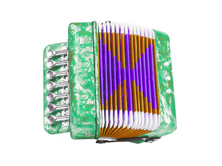 Vibrant Green Accordion with Stylish X-Pattern Bellows Musical Instrument 
