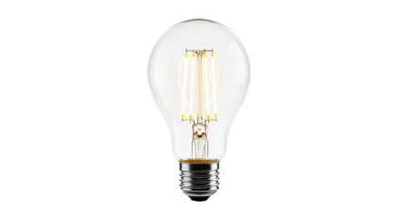 Vintage Edison light bulb isolated PNG on transparent background, antique style filament lamp for...