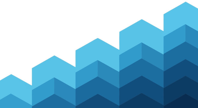 Blue 3d chevron graph bars ascending