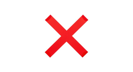 Fototapeta premium Red cross mark PNG isolated on transparent background, symbol of error or cancellation for graphic design and web use