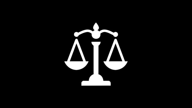 scale icon animation isolated on white background. scale symbol template. Scales of justice. law illustration justice silhouette green logo screen icon video outline balance legal lawyer judge court..
