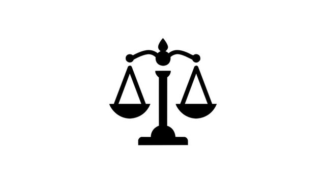 scale icon animation isolated on white background. scale symbol template. Scales of justice. law illustration justice silhouette green logo screen icon video outline balance legal lawyer judge court..
