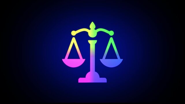 scale icon animation isolated on white background. scale symbol template. Scales of justice. law illustration justice silhouette green logo screen icon video outline balance legal lawyer judge court..