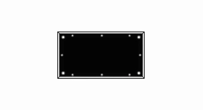 Rectangular black banner with grommets for mounting