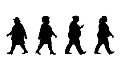 vector illustration. Silhouettes of overweight people. Big set of married couples.	
