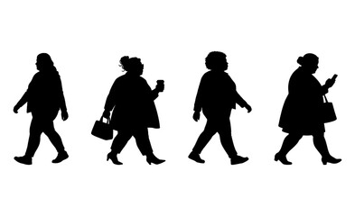 vector illustration. Silhouettes of overweight people. Big set of married couples.	

