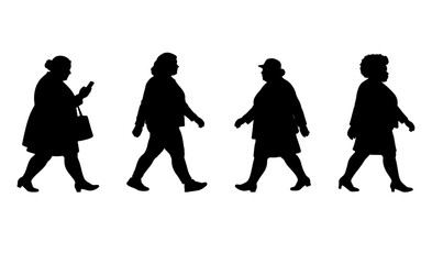 vector illustration. Silhouettes of overweight people. Big set of married couples.	
