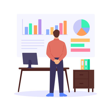 Identifying Skills Gaps, analyzing competencies needing improvement, Flat vector character illustration