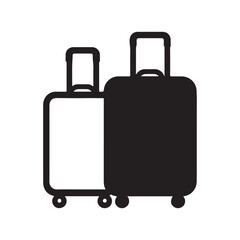 Fototapeta premium Two suitcases with handles and wheels on a plain white background for travel or luggage concepts