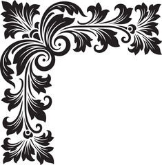 Fototapeta premium Ornate floral corner decorative border illustration