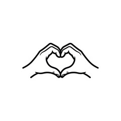 Human Hands Forming Heart Shape Line Art Illustration Love Symbol Design On white Background