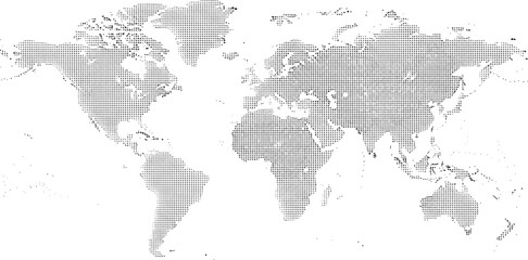 A stylized world map divided into a grid pattern for geographic or data visualization purposes isolated on transparent background, Vector © jannat Stock