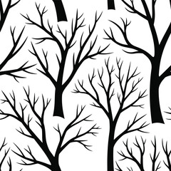 Leafless trees silhouetted against a plain background viewed from a distance